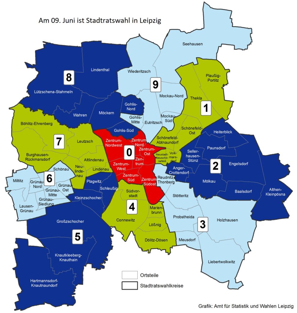 Wahlkreise Leipziger Stadtratswahl 2024